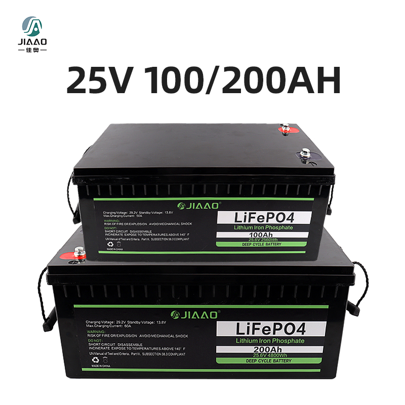 LiFePO4 bateria 25V 100/200Ah litiumjärn batteri pack lätt vikt 25 v 100/200 ah LiFePO4 batteri lång livslängd för husbil